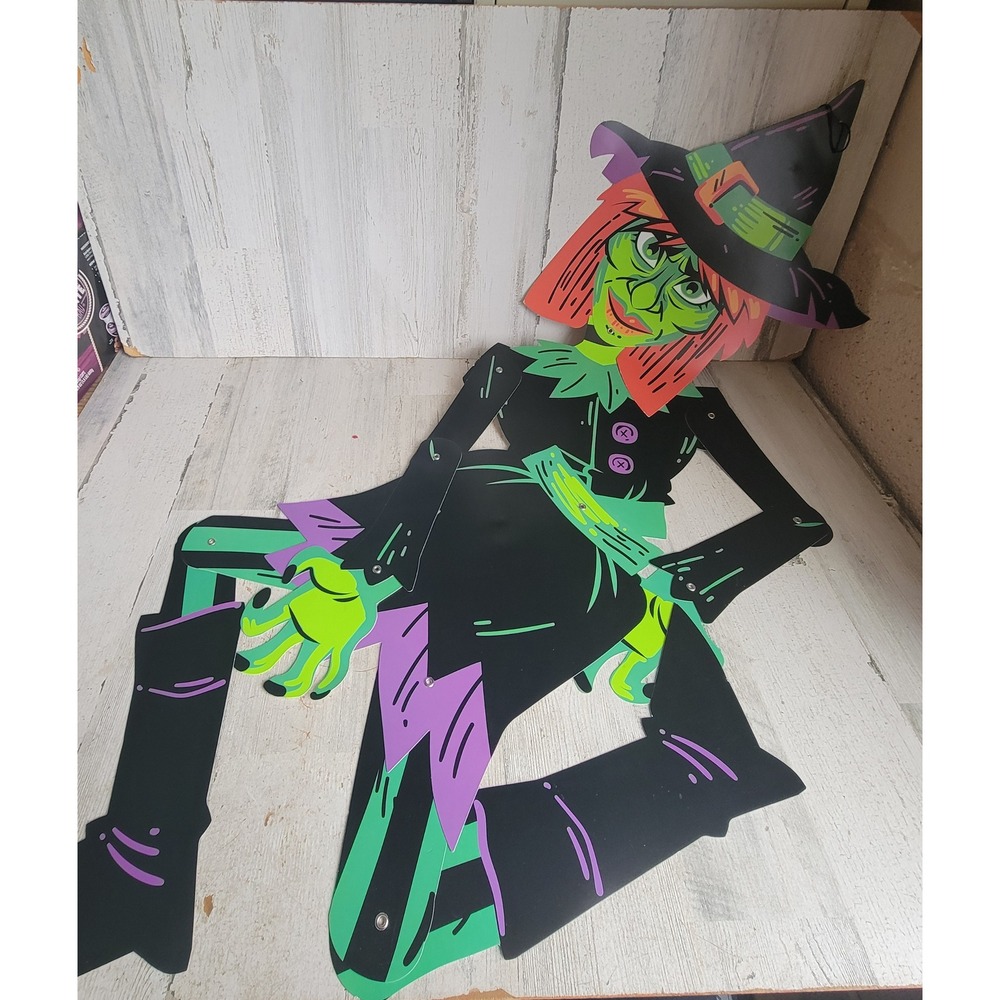 Paper witch 50 inch jointed hanging Halloween wall home decor prop scary